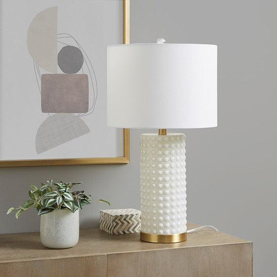 Olliix.com Table Lamps - Textured Dot Table Lamp White/Gold