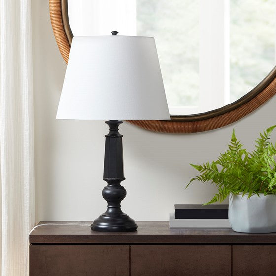 Olliix.com Table Lamps - Black Faceted Table Lamp 24.25"H Black