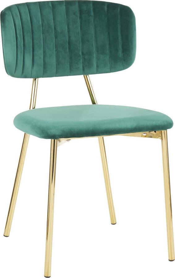 Lumisource Accent Chairs - Bouton Contemporary/Glam Chair In Gold Metal & Green Velvet (Set of 2)