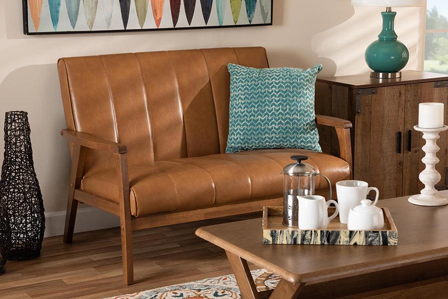Wholesale Interiors Loveseats - Nikko Faux Leather Loveseat Tan