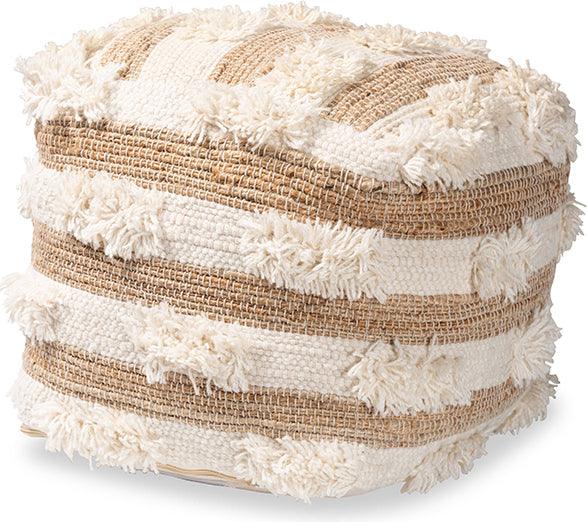 Wholesale Interiors Ottomans & Stools - Basque Modern Ottoman Natural & Ivory