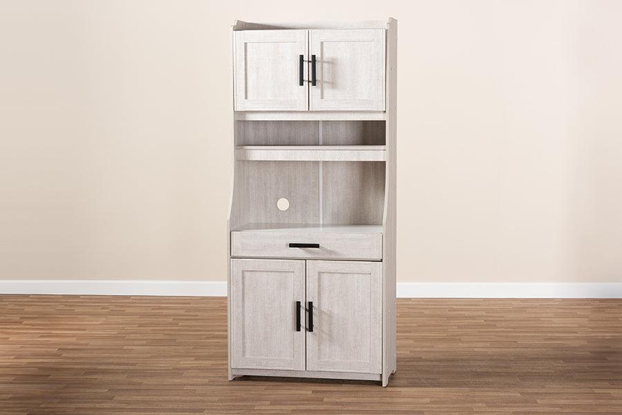 Wholesale Interiors Kitchen Storage & Organization - Portia Modern and Contemporary 6-Shelf White-Washed Wood Kitchen Storage Cabinet
