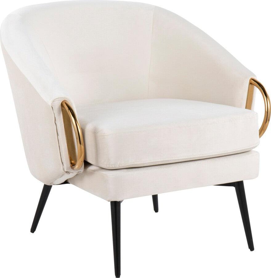 Lumisource Accent Chairs - Claire Contemporary/Glam Black Steel & Cream Velvet With Gold Steel Accents