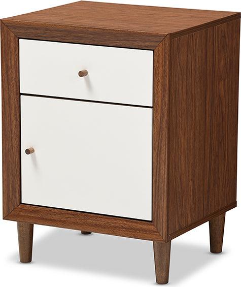 Wholesale Interiors Nightstands & Side Tables - Harlow Nightstand Walnut Brown/White