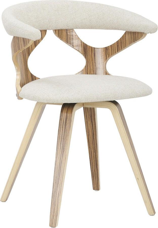 Lumisource Dining Chairs - Gardenia Mid-Century Modern Dining/accent Chair with Swivel in Zebra Wood & Cream Fabric