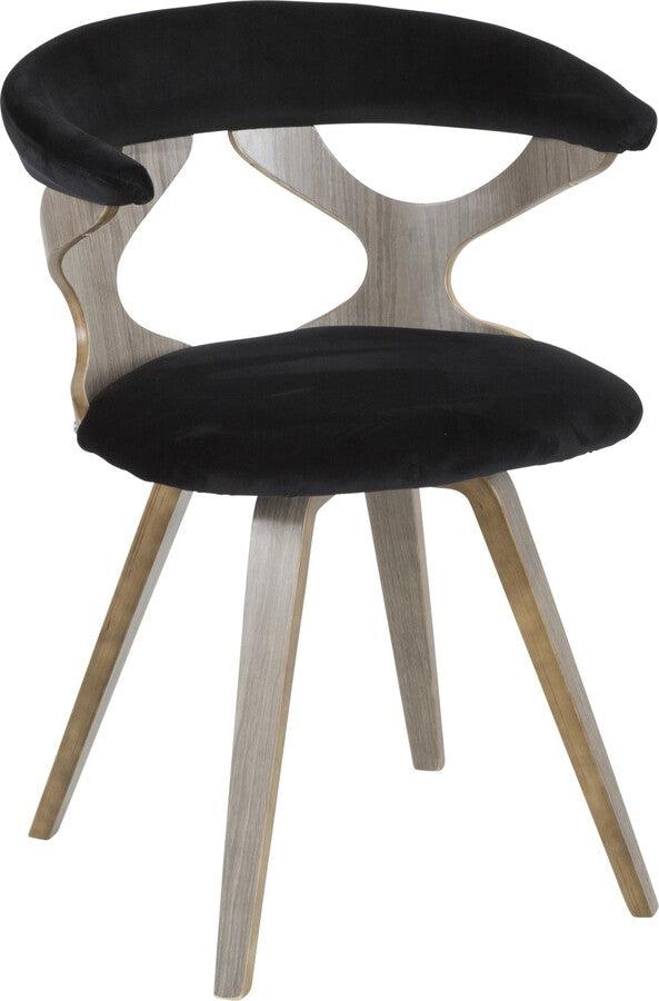 Lumisource Dining Chairs - Gardenia Mid-Century Modern Dining/Accent Chair with Swivel in Light Grey Wood & Black Velvet