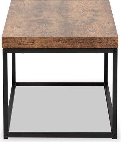 Wholesale Interiors Coffee Tables - Bardot Walnut Brown Finished Wood and Black Metal Coffee Table