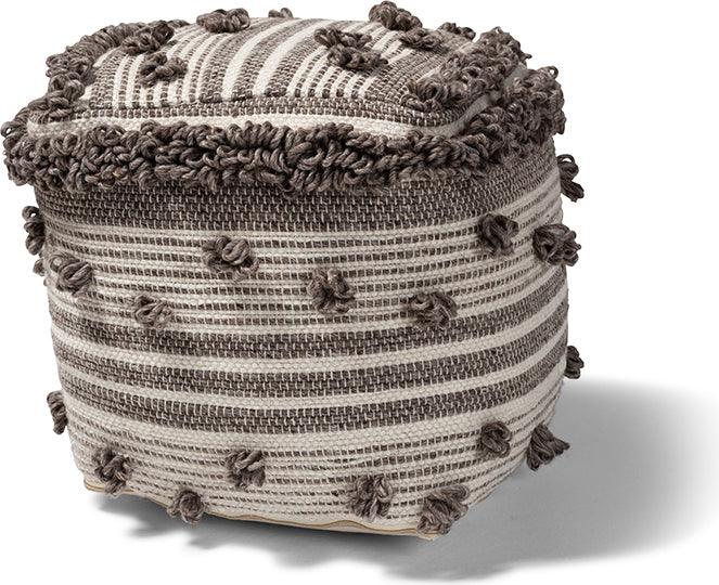 Wholesale Interiors Ottomans & Stools - Eligah Moroccan Ottoman Ivory & Brown