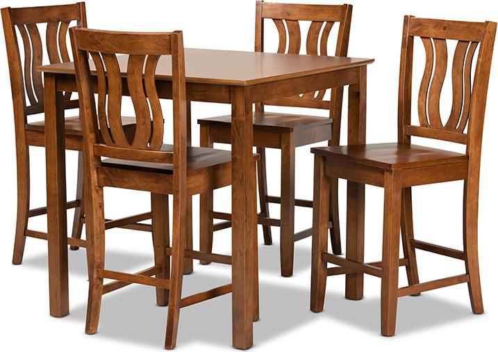 Wholesale Interiors Dining Sets - Fenton Walnut Brown Finished Wood 5-Piece Pub Set