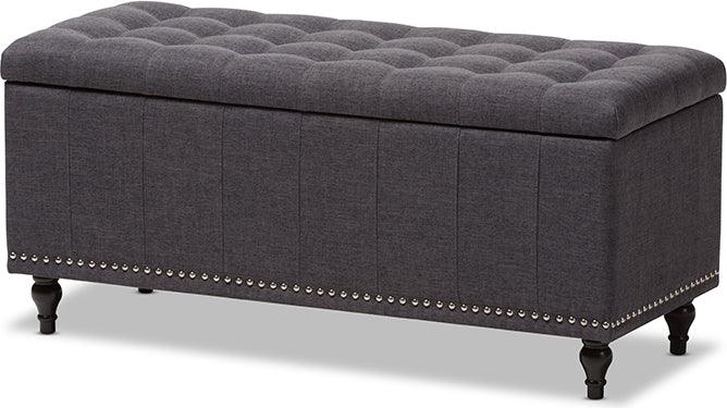 Wholesale Interiors Benches - Kaylee Modern Classic Dark Grey Fabric Button-Tufting Storage Ottoman Bench