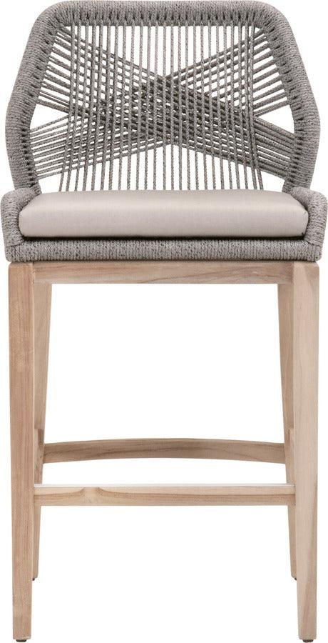 Essentials For Living Outdoor Barstools - Loom Outdoor Barstool Platinum Rope, Smoke Gray, Gray Teak