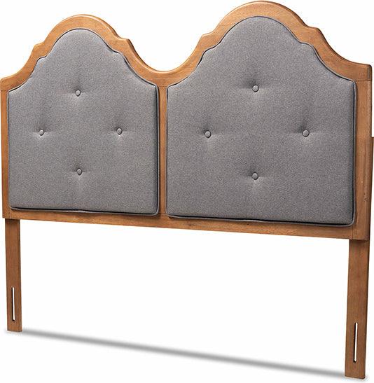 Wholesale Interiors Headboards - Falk Classic Traditional Dark Grey & Walnut Queen Size Arched Headboard