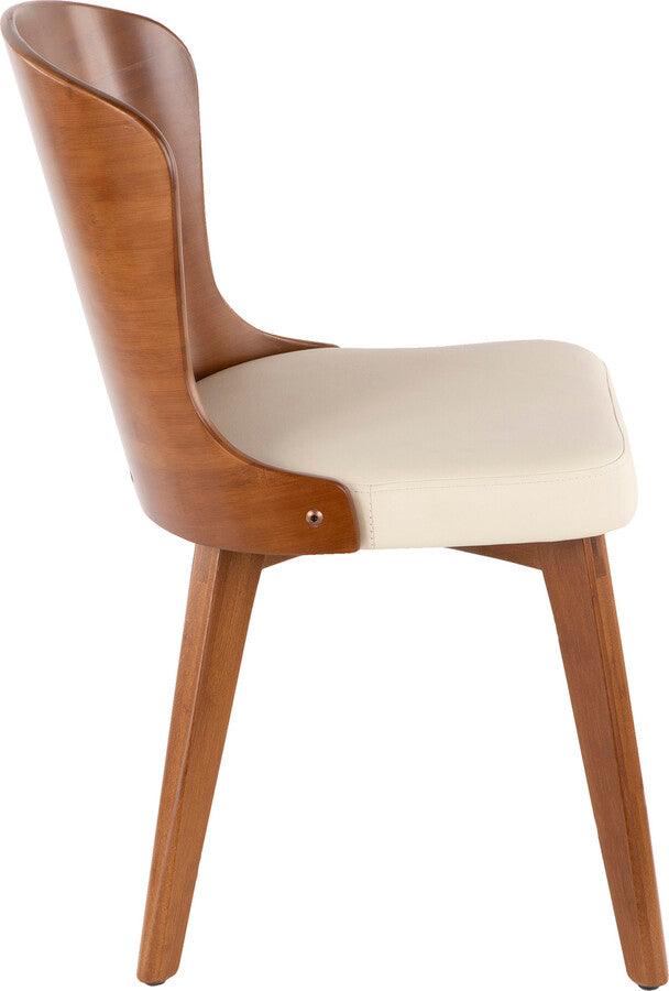 Lumisource Dining Chairs - Bocello Mid-Century Chair in Walnut & Cream Faux Leather