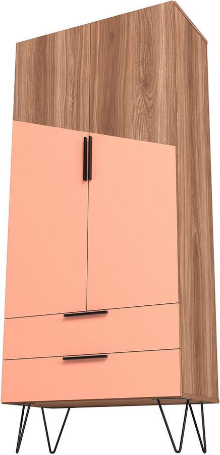 Manhattan Comfort Cabinets & Wardrobes - Beekman 67.32 Tall Cabinet in Brown and Pink