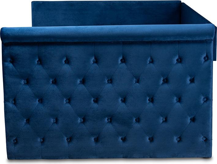 Wholesale Interiors Daybeds - Amaya Modern and Contemporary Navy Blue Velvet Fabric Upholstered Full Size Daybed