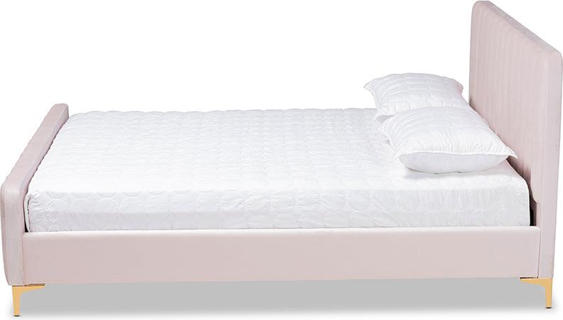 Wholesale Interiors Beds - Nami King Bed Light pink & Gold