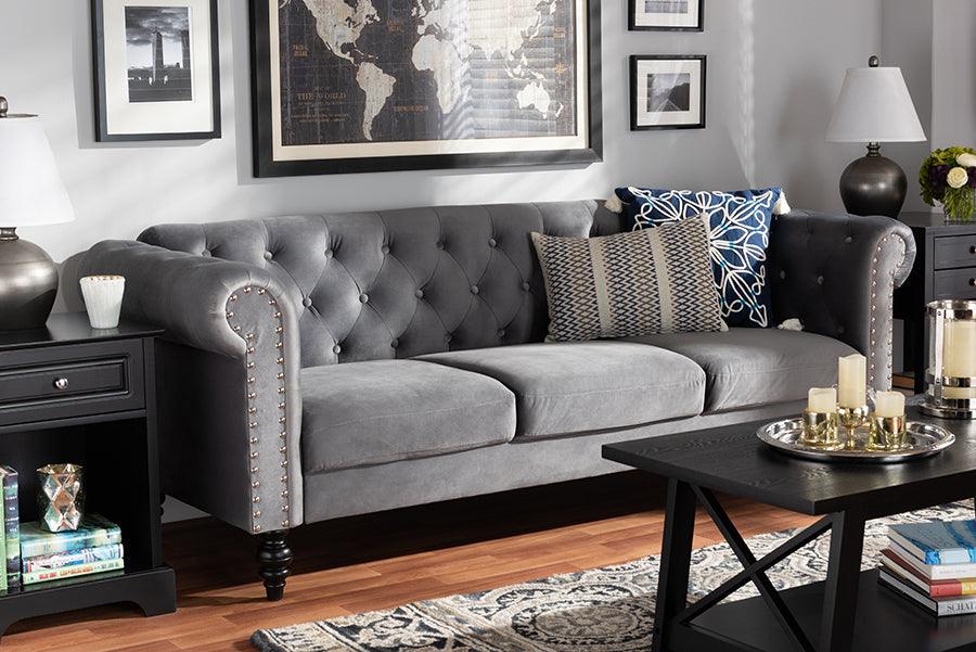 Wholesale Interiors Sofas & Couches - Emma Velvet Sofa Gray