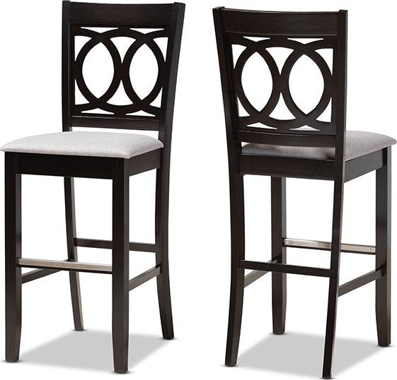 Wholesale Interiors Barstools - Carson Grey & Espresso Brown Finished Wood 2-Piece Bar Stool Set