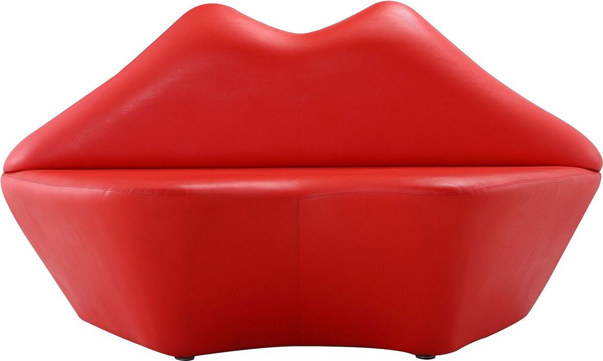 Manhattan Comfort Loveseats - Kiss 61.8 in. Red Faux Leather 2-Seater Loveseat