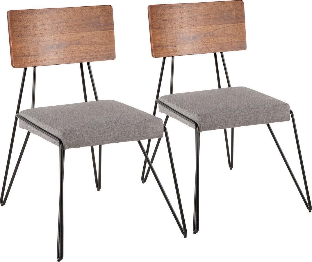 Lumisource Dining Chairs - Loft Chair 34" Gray Fabric & Walnut Wood (Set of 2)