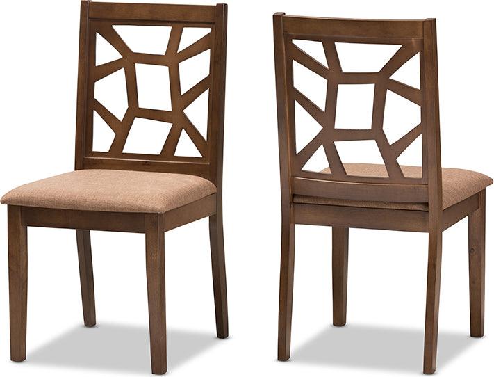 Wholesale Interiors Dining Chairs - Abilene Mid-Century Brown Fabric Upholstered and Brown Dining Chair (Set of 2)
