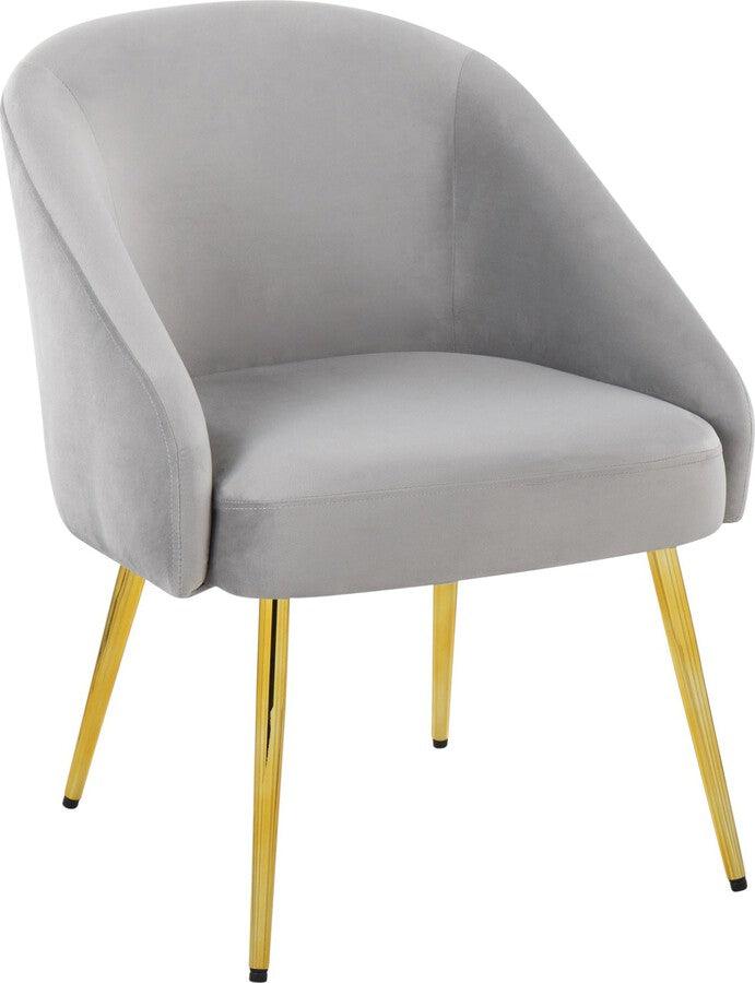 Lumisource Accent Chairs - Shiraz Contemporary/Glam Chair In Gold Metal & Silver Velvet