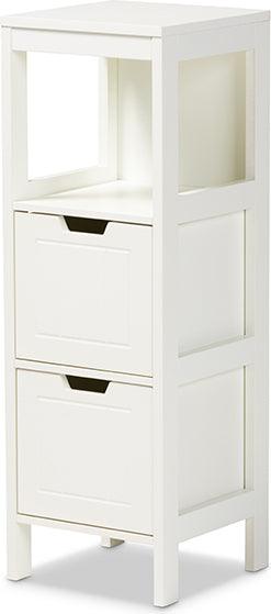 Wholesale Interiors Bedroom Organization - Reuben Cottage and Farmhouse White Finished 2-Drawer Wood Storage Cabinet