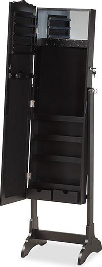 Wholesale Interiors Cabinets & Wardrobes - Madigan Modern and Contemporary Black Finished Wood Jewelry Armoire with Mirror