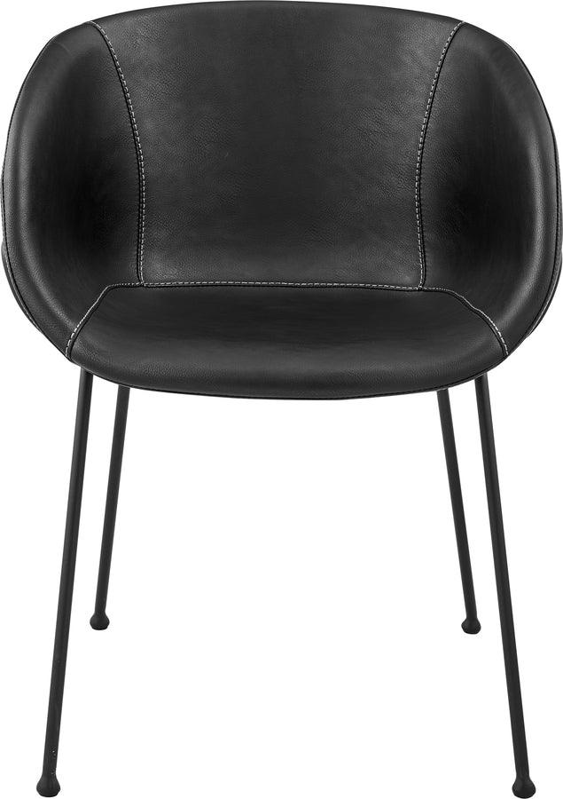 Euro Style Accent Chairs - Zach Armchair with Black Leatherette and Matte Black Powder Coated Steel Frame and Legs - Set of 2
