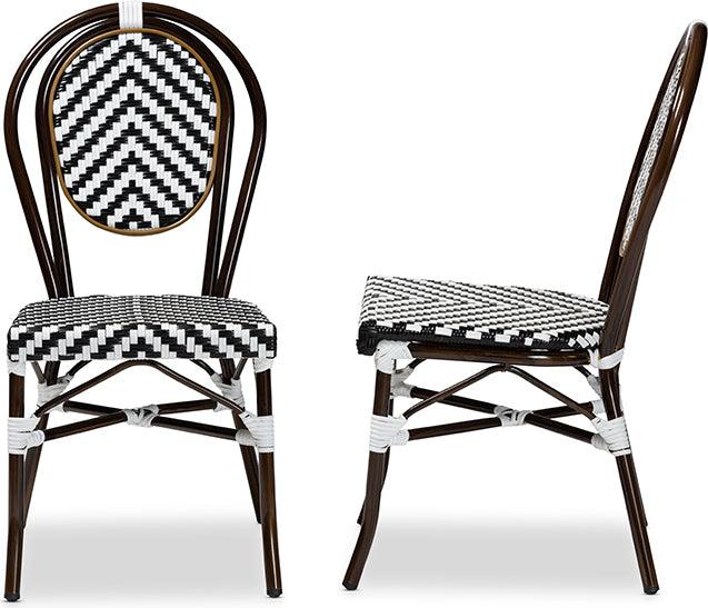 Wholesale Interiors Outdoor Dining Chairs - Alaire Classic French Black and Dark Brown Metal 2-Piece Outdoor Dining Chair Set