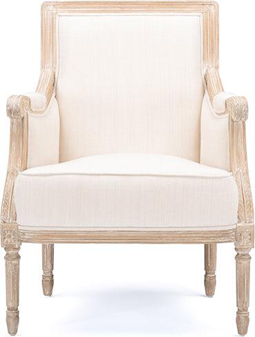 Wholesale Interiors Accent Chairs - Chavanon Wood & Light Beige Linen Traditional French Accent Chair