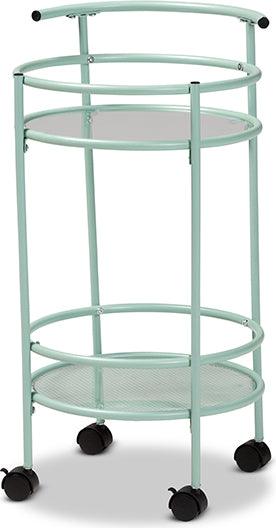 Wholesale Interiors Kitchen & Bar Carts - Newell Mint Green Finished Metal 2-Tier Kitchen Cart