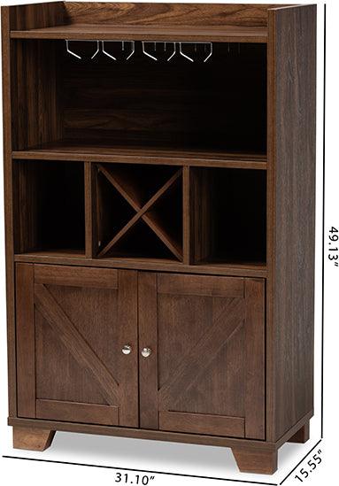 Wholesale Interiors Bar Units & Wine Cabinets - Carrie Transitional Walnut Brown Finished Wood Wine Storage Cabinet