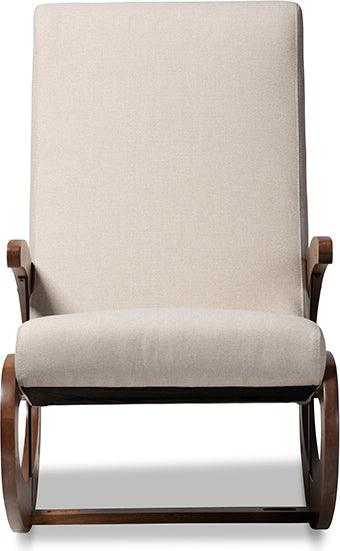 Wholesale Interiors Rocking Chairs - Kaira Light Beige Fabric Upholstered And Walnut-Finished Wood Rocking Chair