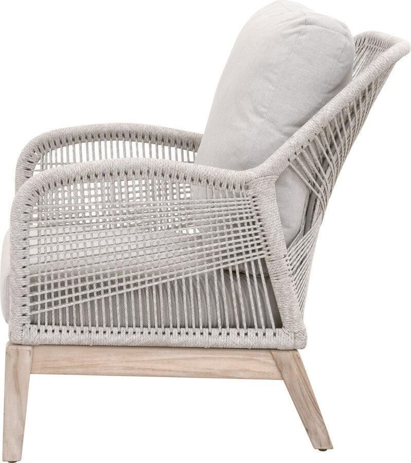 Essentials For Living Outdoor Chairs - Loom Outdoor Club Chair - Taupe and White-Gray Teak