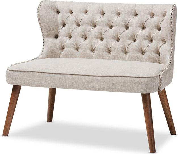 Wholesale Interiors Loveseats - Scarlett Brown Wood & Light Beige 2-Seater Loveseat Settee