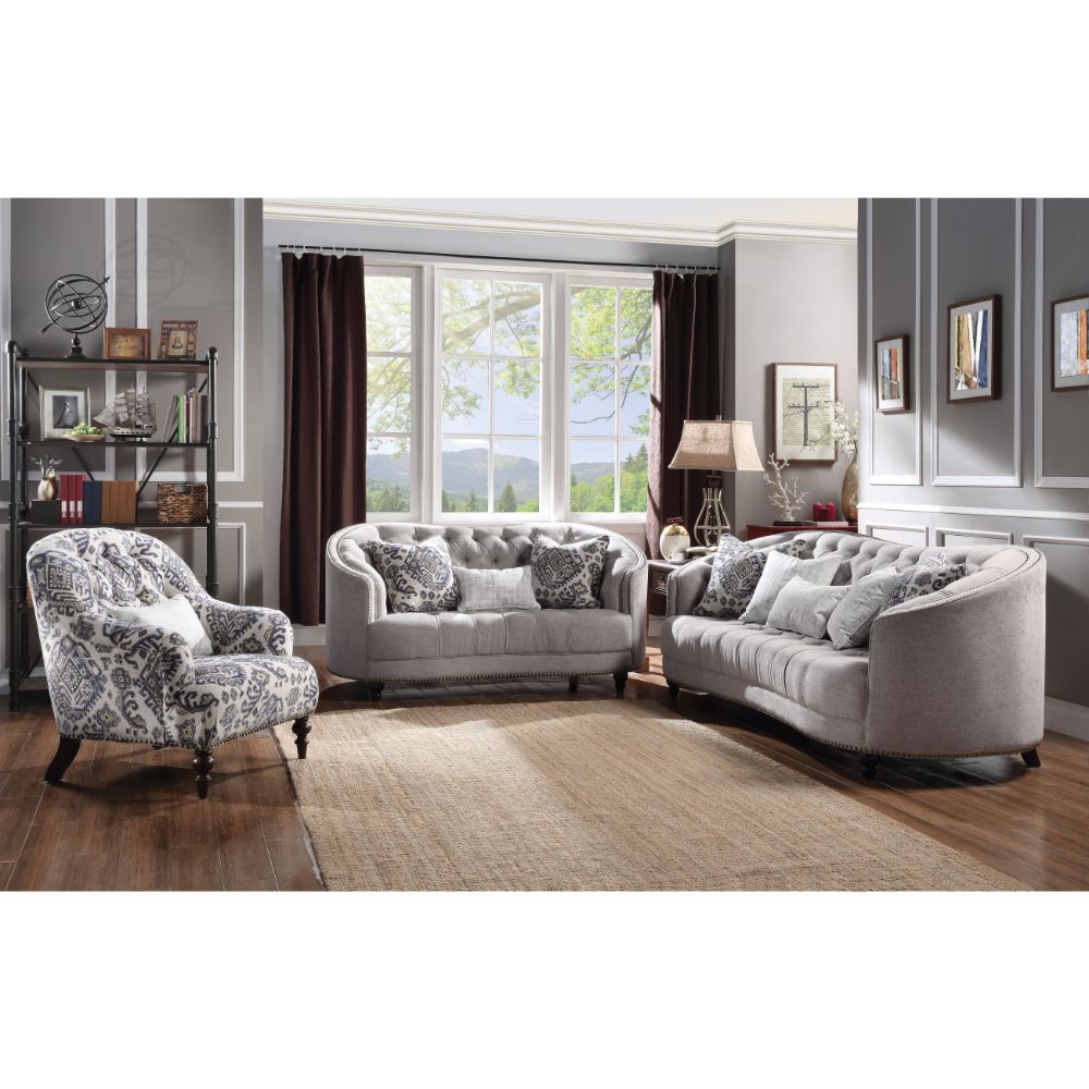 ACME Furniture Sofas & Couches - Loveseat (w/3 Pillows), Light Gray Fabric 52061