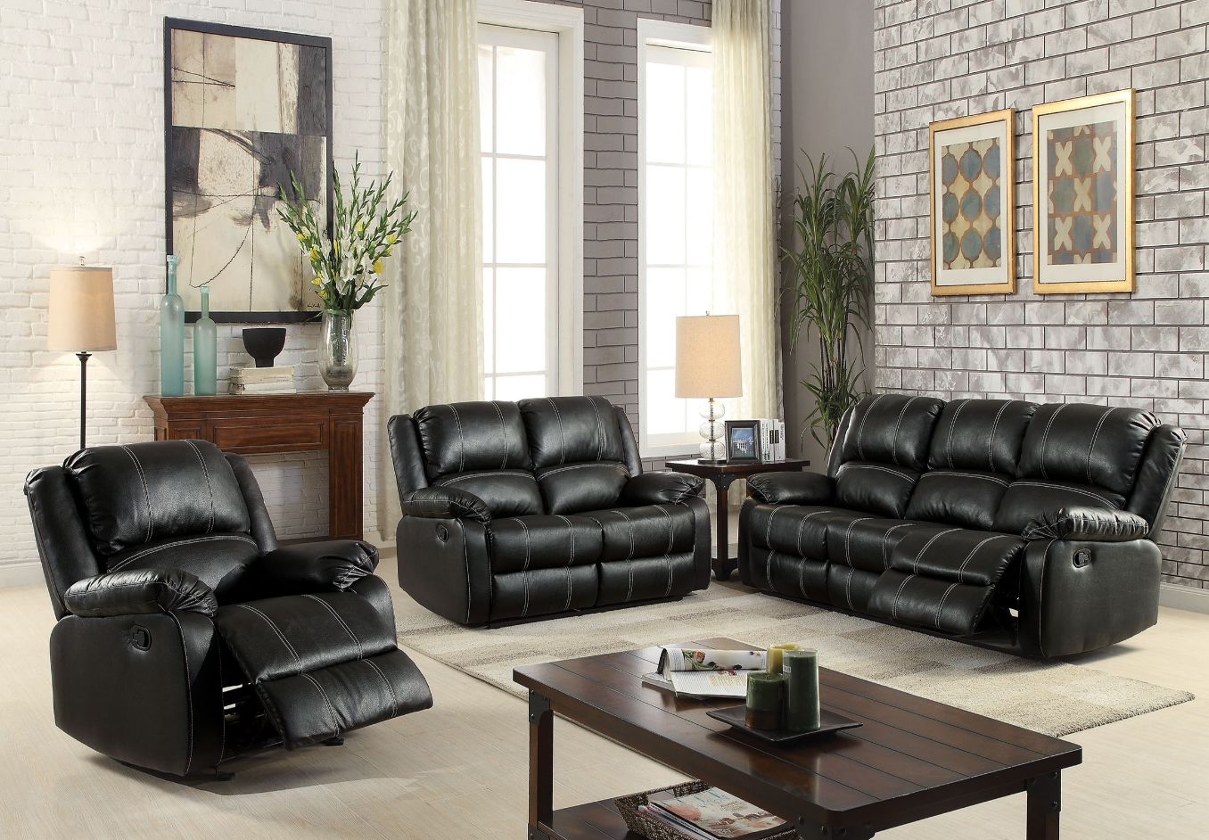 ACME Furniture Sofas & Couches - Sofa (Motion), Black PU 52285