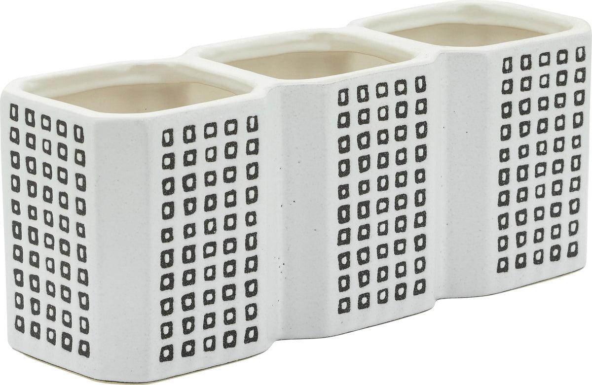 Sagebrook Home For Him - 3-Cup Dotted Pen Holder Black