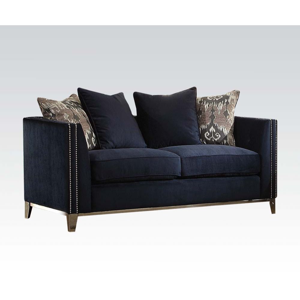 ACME Furniture Sofas & Couches - Loveseat (w/4 Pillows), Blue Fabric 52831