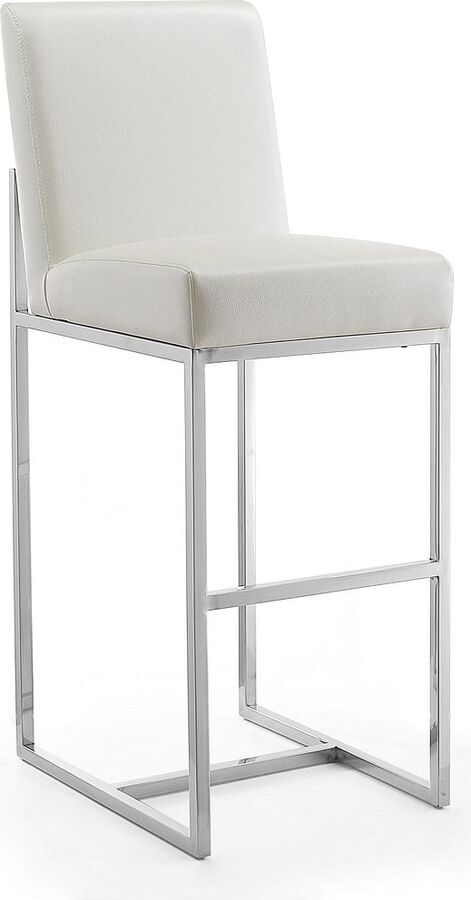 Manhattan Comfort Barstools - Element 42.13 in. Pearl White and Polished Chrome Stainless Steel Bar Stool (Set of 2)
