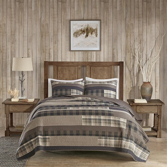 Olliix.com Coverlet - 100% Cotton Oversized Quilt Mini Set Taupe Full/Queen