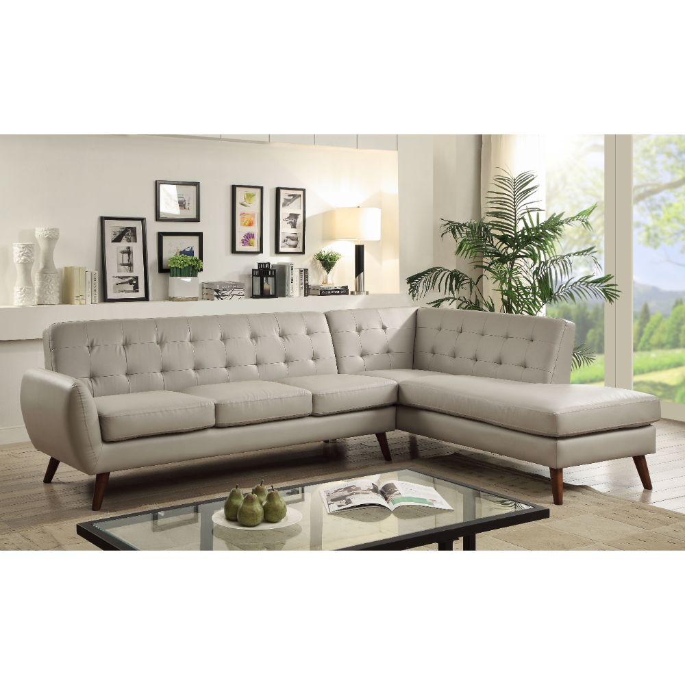 ACME Furniture TV & Media Units - Essick II Sectional Sofa, Gray PU (1Set/2Ctn)
