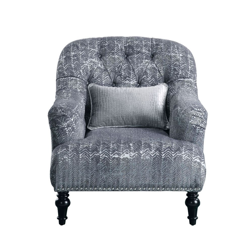 ACME Furniture TV & Media Units - Gaura Chair w/1 Pillow, Pattern Gray Velvet