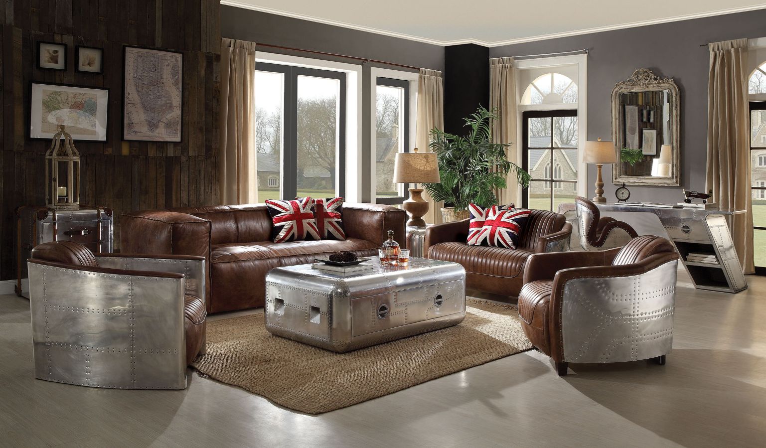 ACME Furniture TV & Media Units - Brancaster Sofa, Retro Brown Top Grain Leather