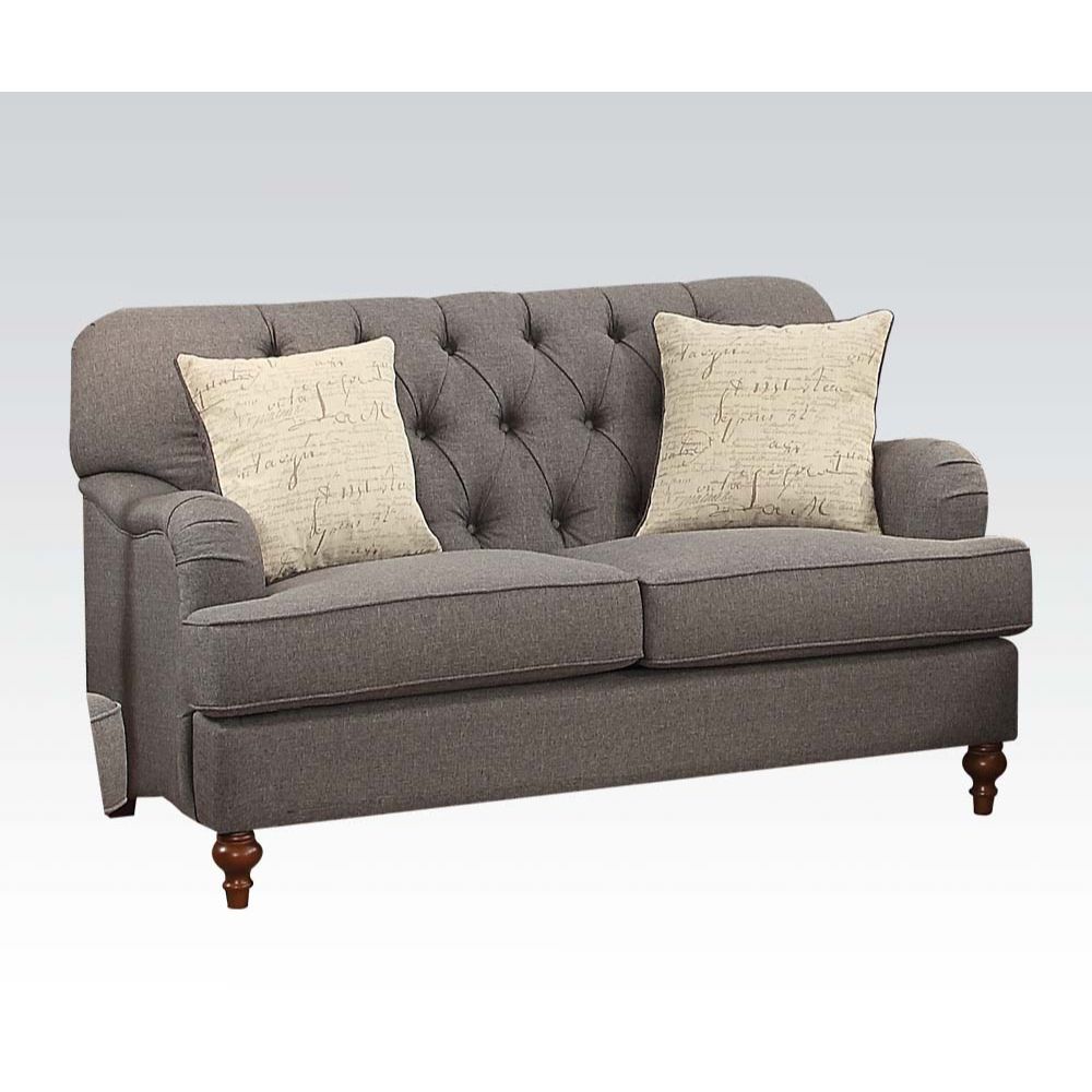 ACME Furniture Sofas & Couches - Loveseat (w/2 Pillows), Dark Gray Fabric 53691
