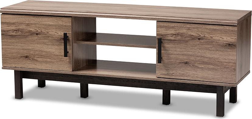 Wholesale Interiors TV & Media Units - Arend Modern and Contemporary Two-Tone Oak and Ebony Wood 2-Door TV Stand