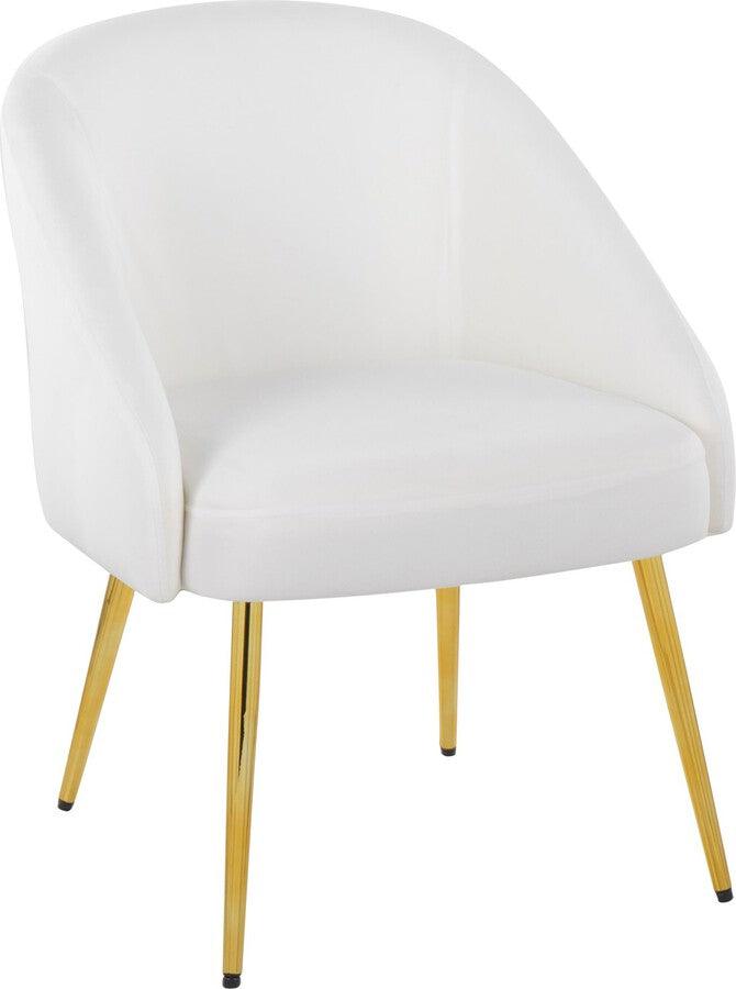 Lumisource Accent Chairs - Shiraz Contemporary/Glam Chair In Gold Metal & White Velvet