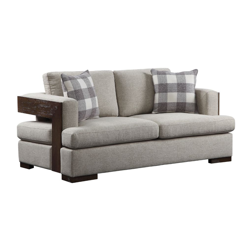 ACME Furniture Sofas & Couches - Loveseat (w/2 Pillows), Fabric & Walnut 54851