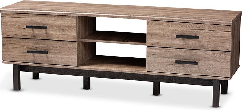 Wholesale Interiors TV & Media Units - Arend Modern and Contemporary Two-Tone Oak and Ebony Wood 4-Drawer TV Stand Oak & Black
